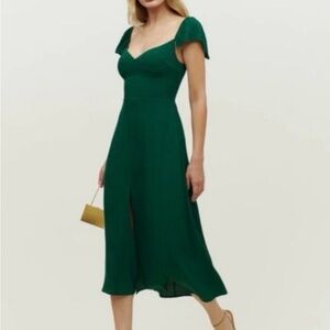 Reformation Green Baxley Midi Dress